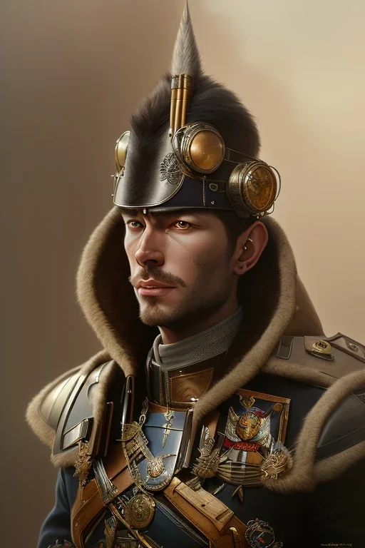 man warrior steampunk, daylight, leather uniform, higly-detailed, soft light atmosphere，8k, artgerm, derek zabrocki, greg rutkowski, hdr，light effect，