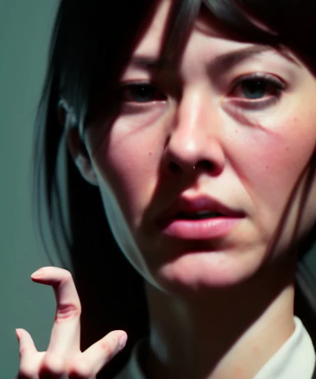 Ultra Realistic image portrait, medium shot view, woman making the “fuck you” finger gesture, highly detailed, unreal engine 5, RTX, ultra detail, volumetric lighting, finely drawn, high definition, high resolution.