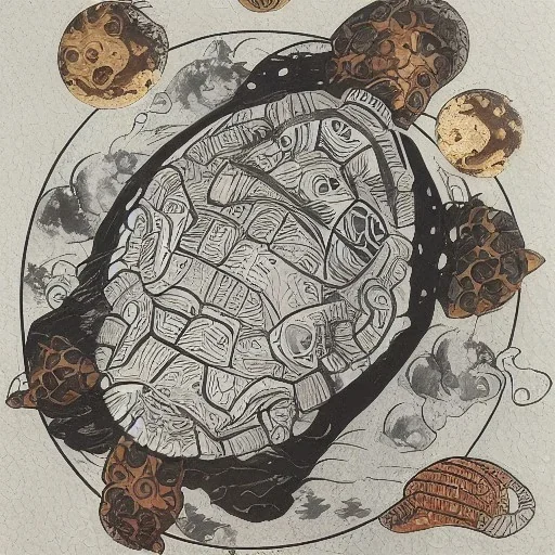 samurai space turtle a dark supernova exploding behind