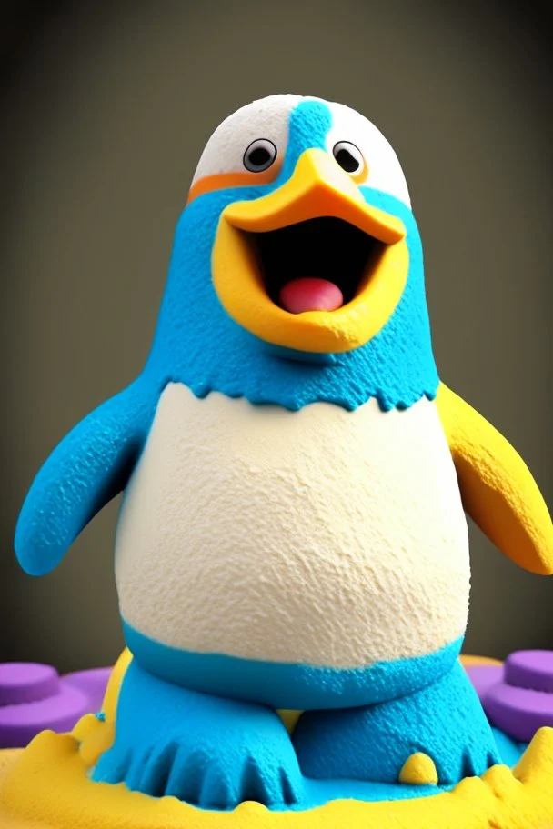 cheery penguin avatar full body in play-doh texture