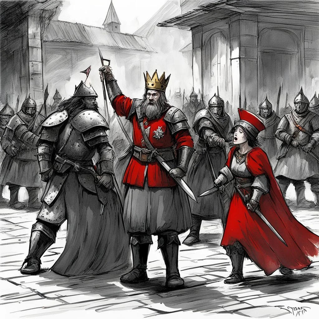 The interrogation grows more violent. A woman screams as someone strikes her across the face. Children sob behind their parents' backs. Whatever the Red Crown is searching for, they're not leaving witnesses behind. One of the townsfolk suddenly breaks and points northeast, his voice cracking with desperation. The armored soldier follows the man's gesture and barks an order. Three of his men immediately break away, heading in the direction the villager indicated. The remaining operatives maintai