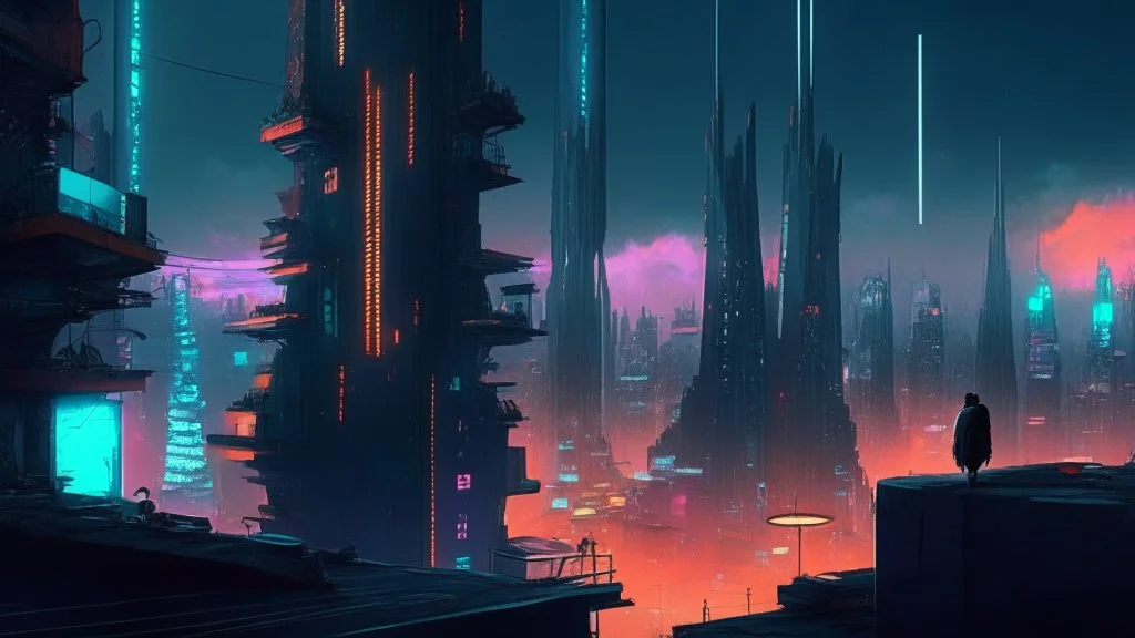 Cyberpunk City skyline