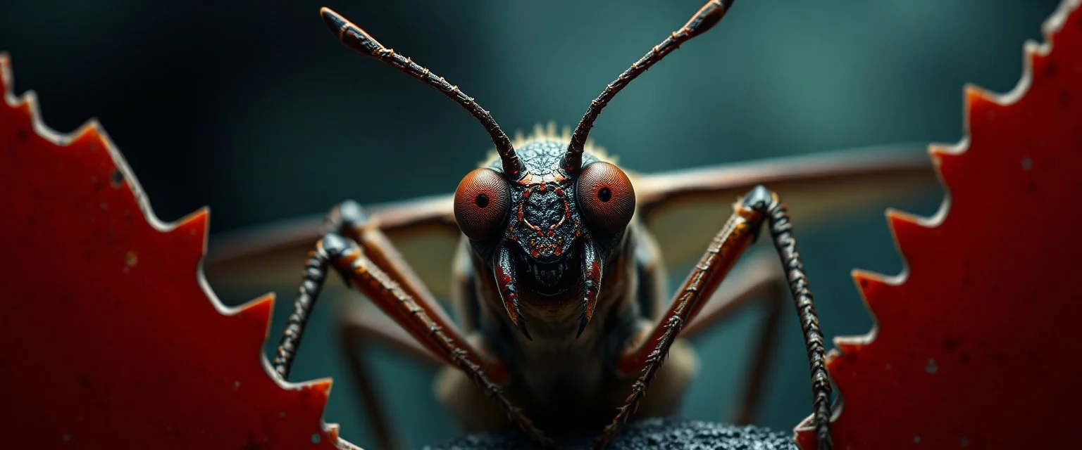 saw blade beholder eye tyrant insect with eyes on each saw blade tooth saying "fun? you think this is fun?"