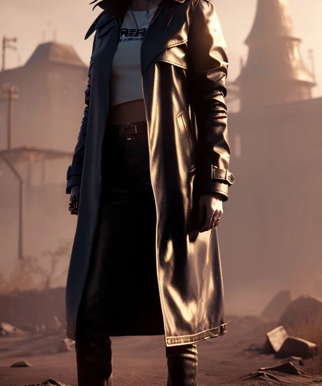 A badass Sofia Buttela wearing a scream mask, atmospheric, realistic, red leather trench coat, unreal engine, cinematic lighting, octane render.