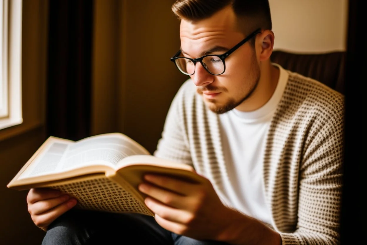 A person reading a remarkable book on self-development