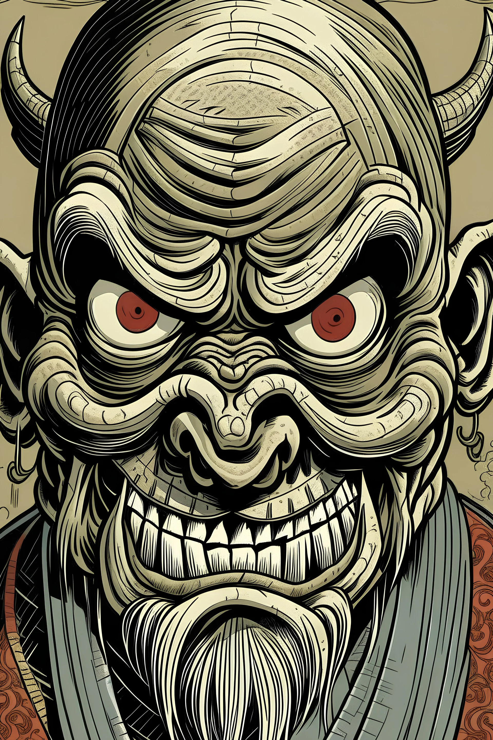 a typical japanese ronin mask comic book style tales from the crypt