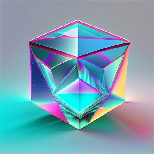 3d holographic geometric shape isolated on transparent background