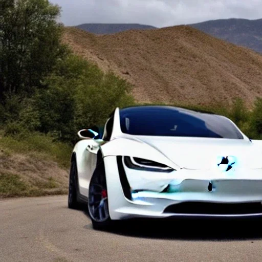 Tesla roadster with sharp corners