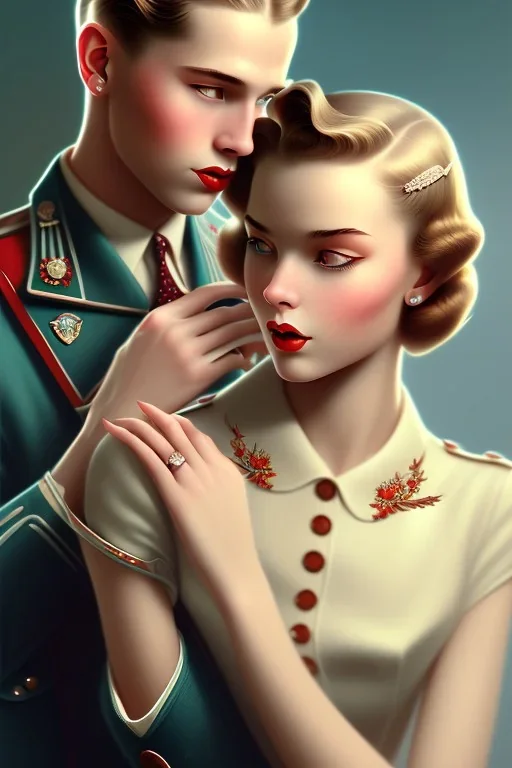 couple, 1940s, close up, cute, beautiful, wholesome