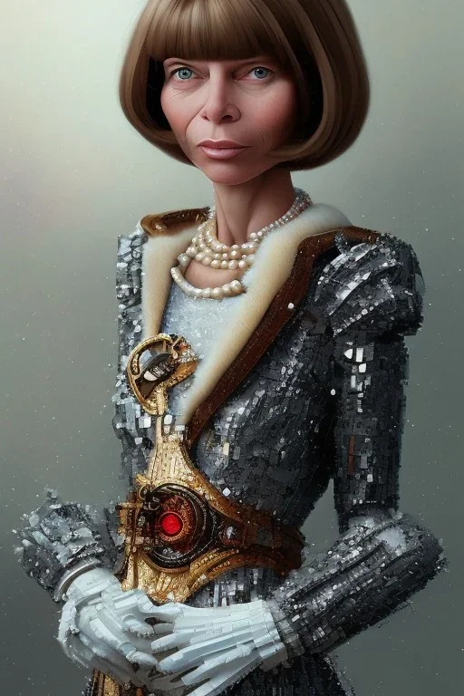 anna wintour, lego, steampunk, oil painting