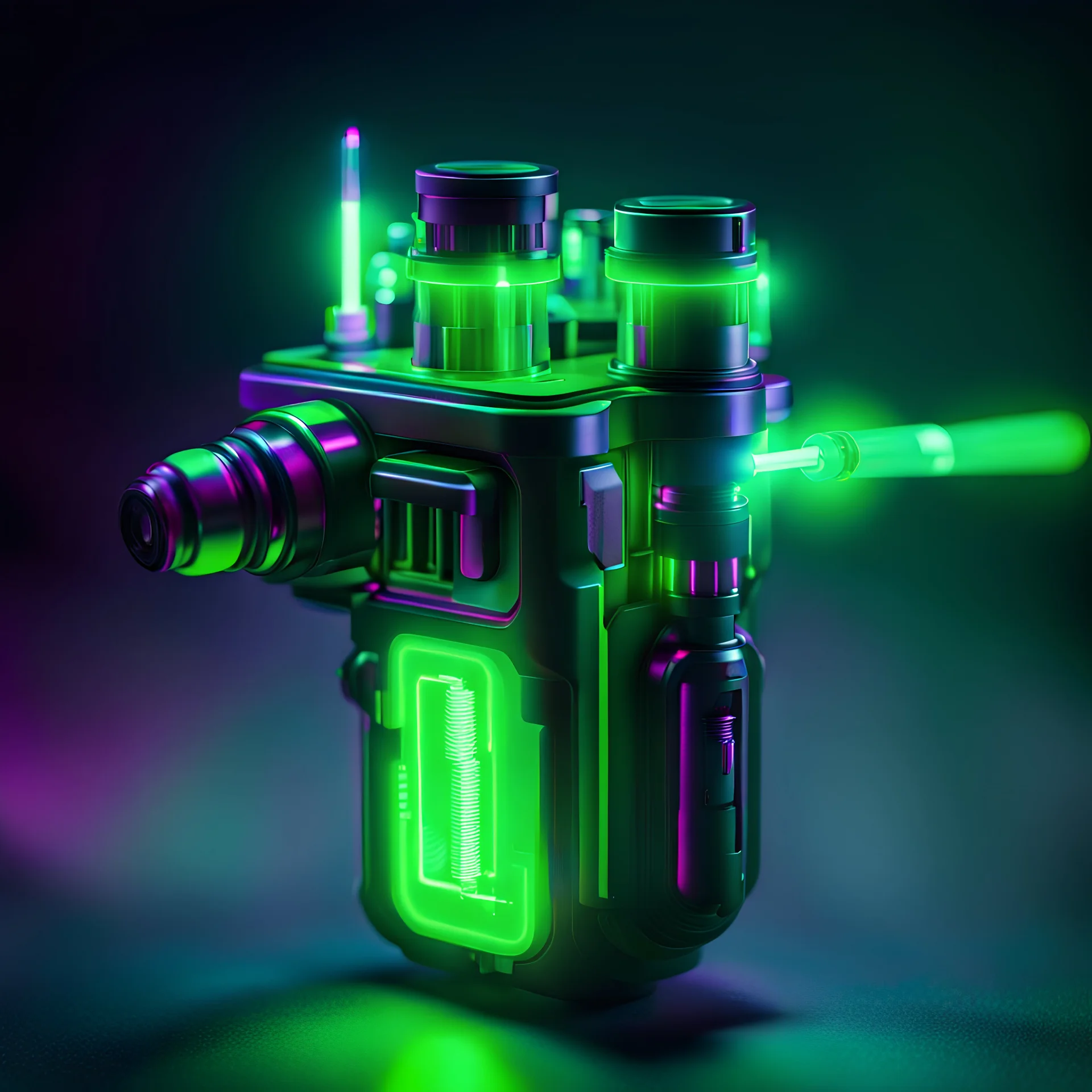 cyberpunk stim injector, green lighting