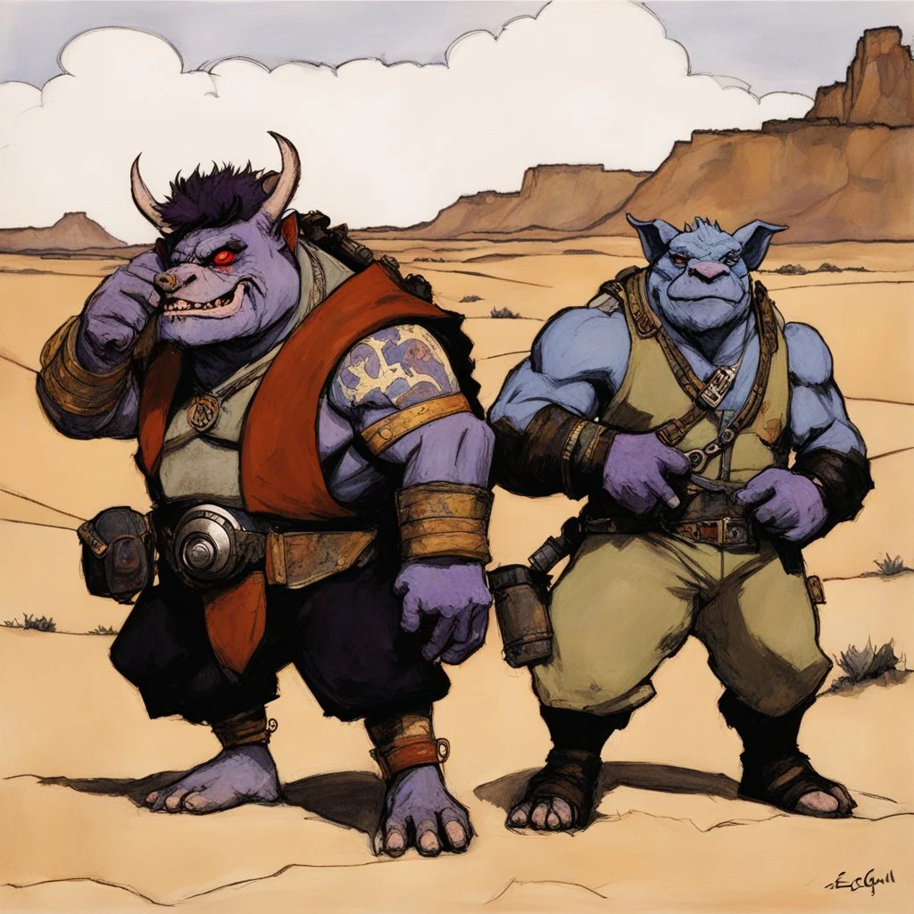 [art by Egon Schiele] Bebop and Rocksteady, in the desert of the lostlands