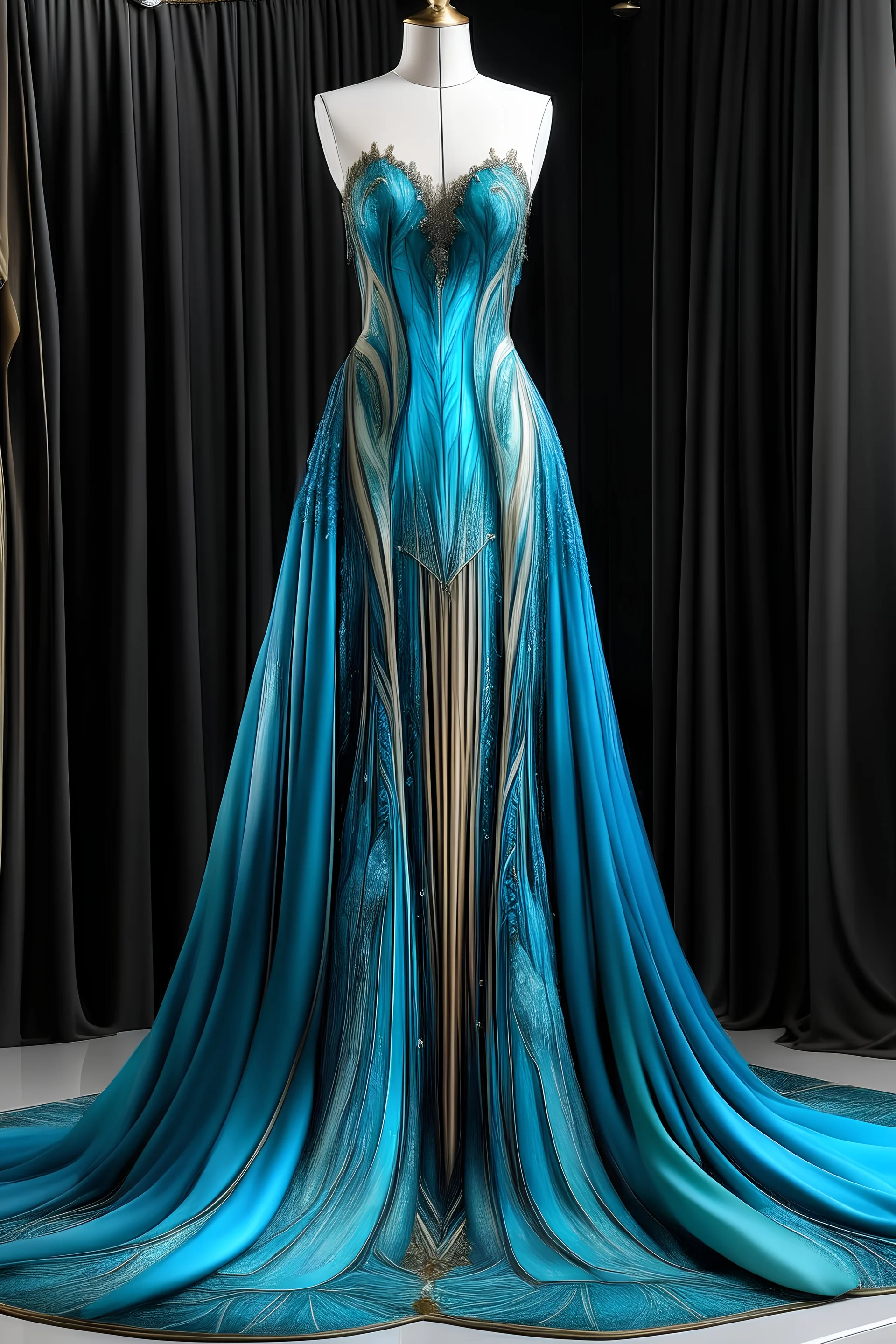 Atlantis world distopic Poseidon mith inspired runway dress gown