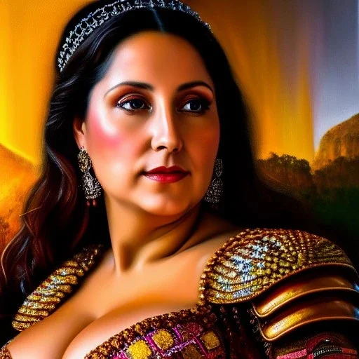 Ultra detailed fullbody Portrait in oil on canvas of beautiful busty Juana de arco with armor,intense stare,extremely detailed digital painting, extremely detailed face,crystal clear Big eyes, mystical colors ,perfectly centered image, perfect composition, rim light, beautiful lighting,masterpiece,8k, stunning scene, raytracing, anatomically correct, in the style of robert e howard and Ken Kelley and Ohrai Noriyoshi and Simon Bisley and tomzj1