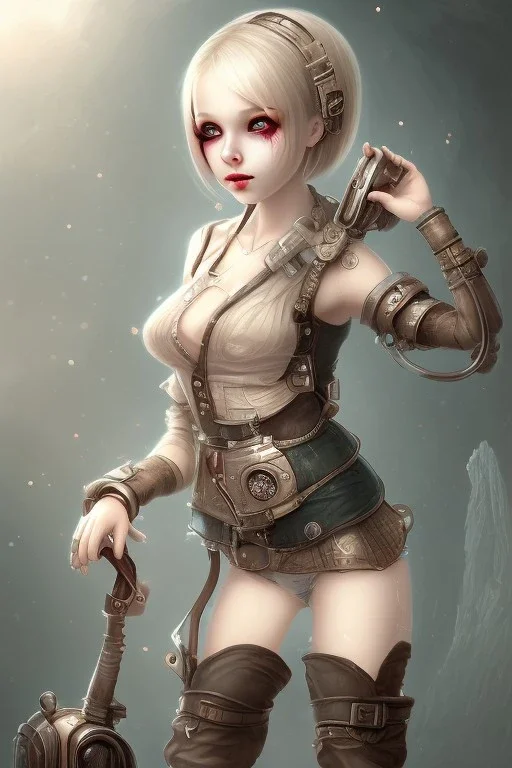 cute girl Horror junk Android, steampunk,