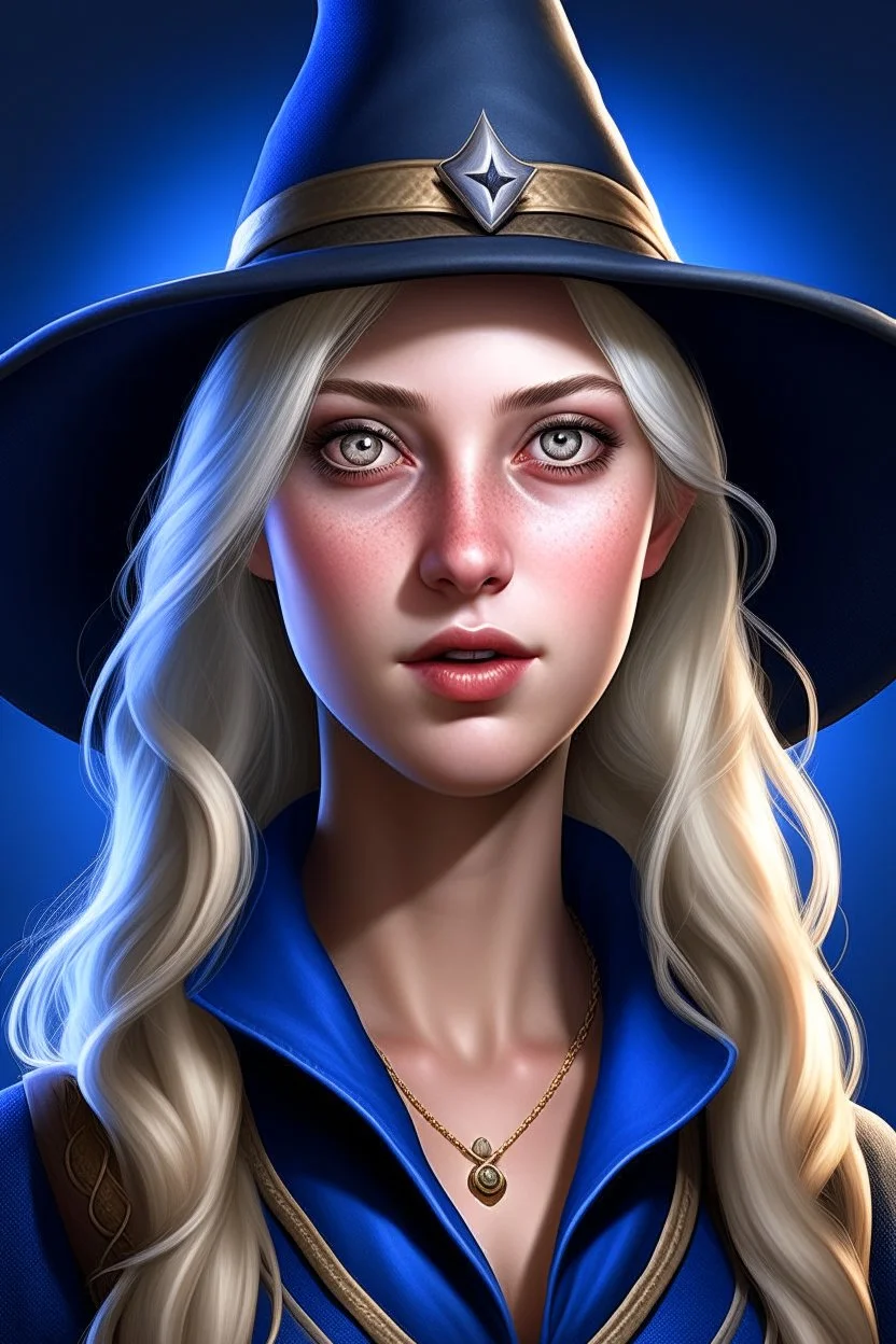 RPG female blond witch, fantasy realistic style