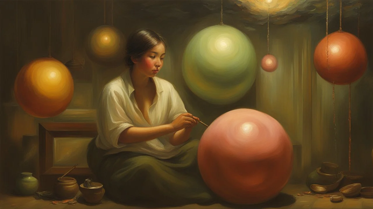 Moody lighting, art by Fernando Amorsolo, blobby, hexagon, wet paint, hyper detailed