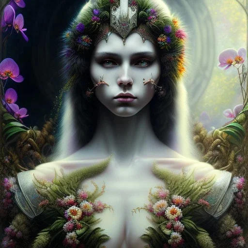 Handsome Male fae, sidhe, ominous, nature, orchids, dnd character portrait, intricate, oil on canvas, insanely detailed, 16k resolution, retroanime style, perfect eyes, round pupil, cinematic smooth, intricate detail , soft smooth lighting, soft pastel colors, painted Renaissance style