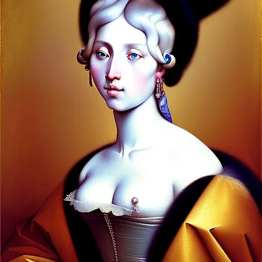 watercolor Portrait of a blonde woman grey eyes beautiful voluptous 17th century by Jean Auguste Dominique Ingres 8k