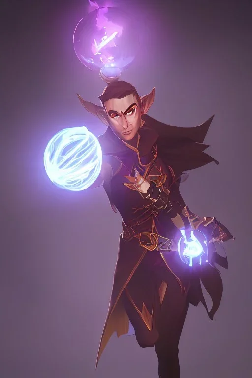 elf wizard holding glowing orb during a battle