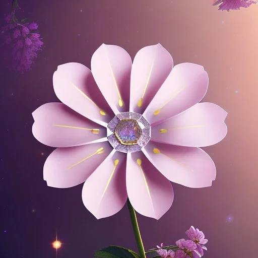 one big crystal subtle in a galactic ambiance with a beautiful transparent flowers delicate colors, soft light atmosphere, smooth, extremely sharp detail, finely tuned detail, ultra high definition, 8k, unreal engine 5, ultra sharp focus