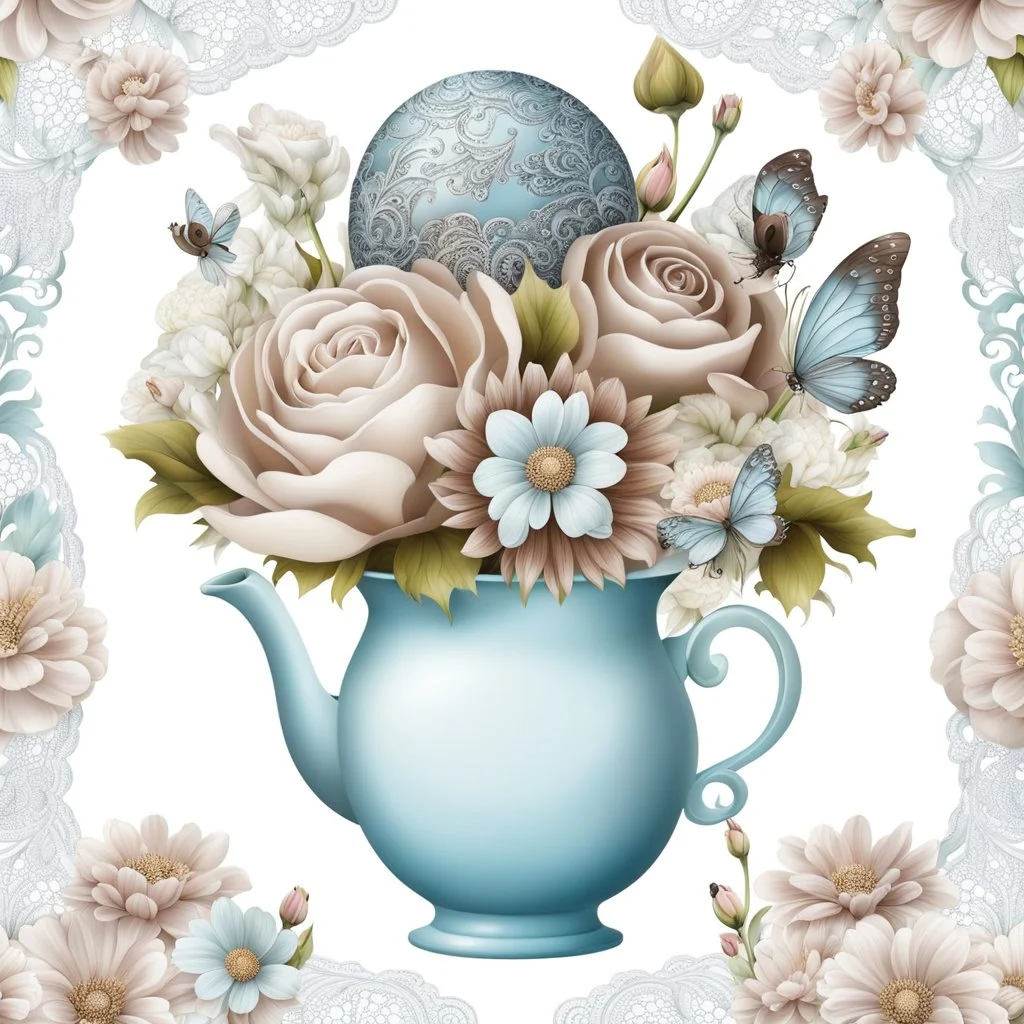 fantastic flower bouquet with pale colors, lace chocolate balls and very cute little floating, clinging fantasy creatures between the flowers, high cualtiy, detailed, sharp focus, fantasy, nice flowers, photorealistic, masterpiece