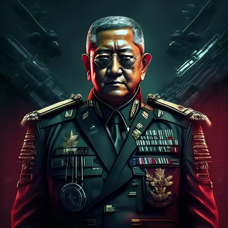 Susilo bambang Yudhoyono The president of Republic Indonesia in militiary cyberpunk style