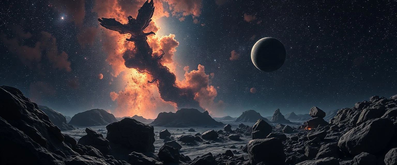 Evidence suggests vast networks of temporal echoes exist in asteroid belts, preserving moments in time that can be accessed by beings capable of phase-shifting through causality streams. Bio-luminescent Storms Deep space observations reveal s