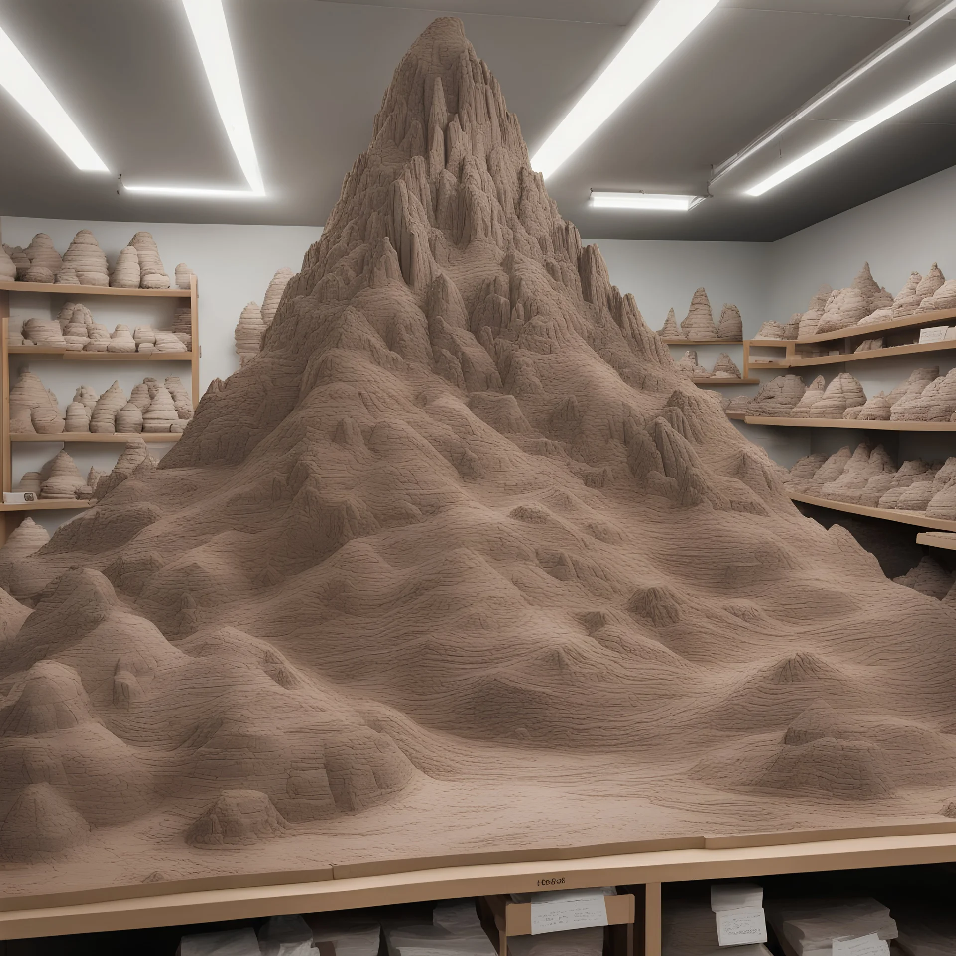 A mountain Made of clay, Realistic, At a clay shop