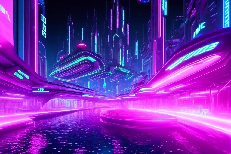 Future City, Neon, Neon Lighting, Cyberpunk, Hyper Realistic, Hyper Detailed,