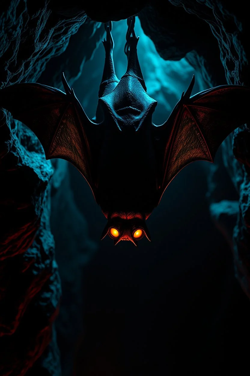 Bosch nightmares paint inf style Title:bats glowing eyes hang upside down in a dark cave intricate insanely detailed octane render trending on artstation, 8k artistic photography, photorealistic concept art, soft natural volumetric cinematic perfect light, chiaroscuro, award-winning photograph, masterpiece, oil on canvas, Raphael, Caravaggio, Greg Rutkowski, people, beksinski, Giger