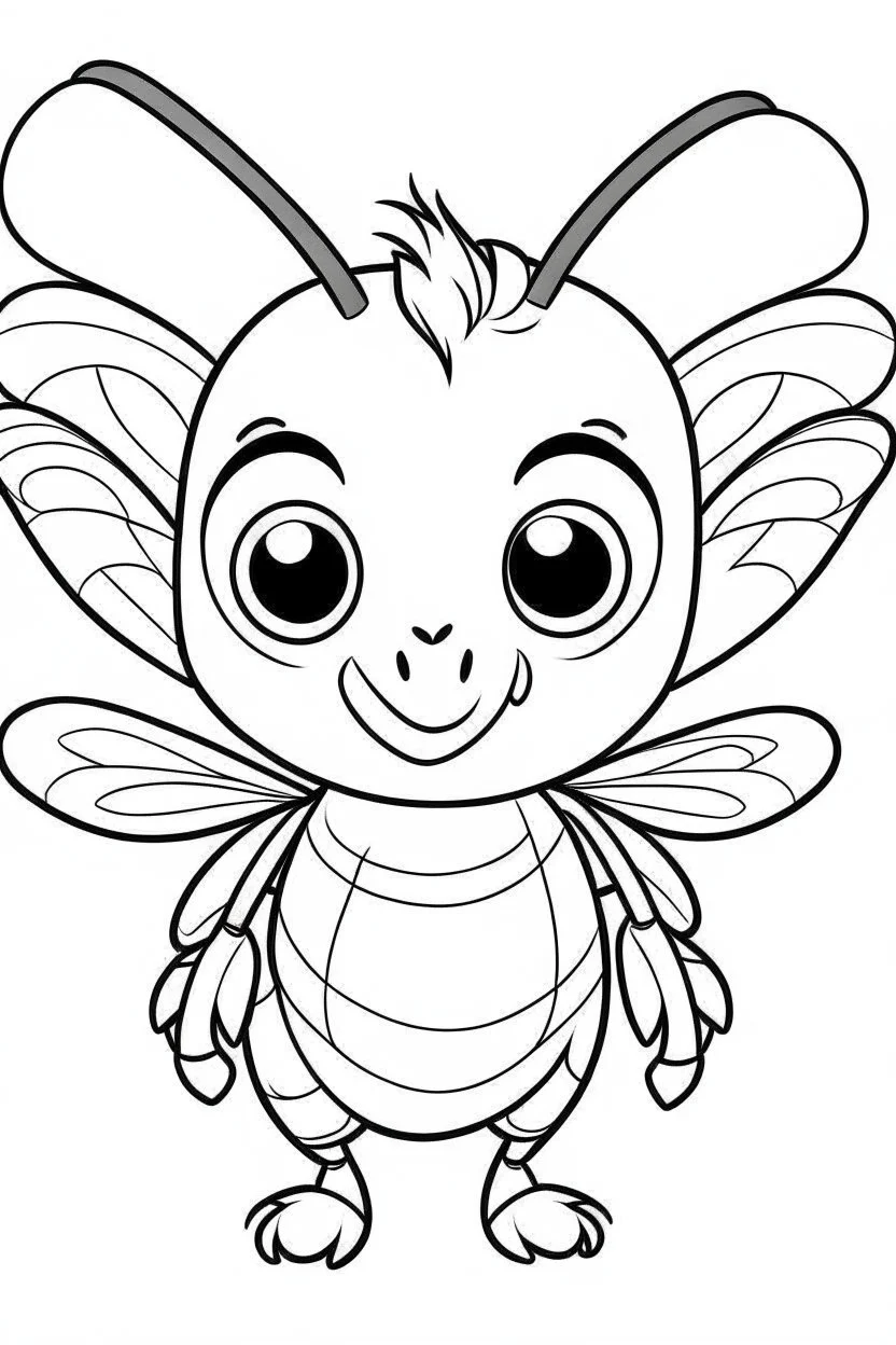 outline art for cute Bee coloring pages with sitch, white background, Sketch style, full body, only use outline, toddlers style, clean line art, white background, no shadows and clear and well outlined.