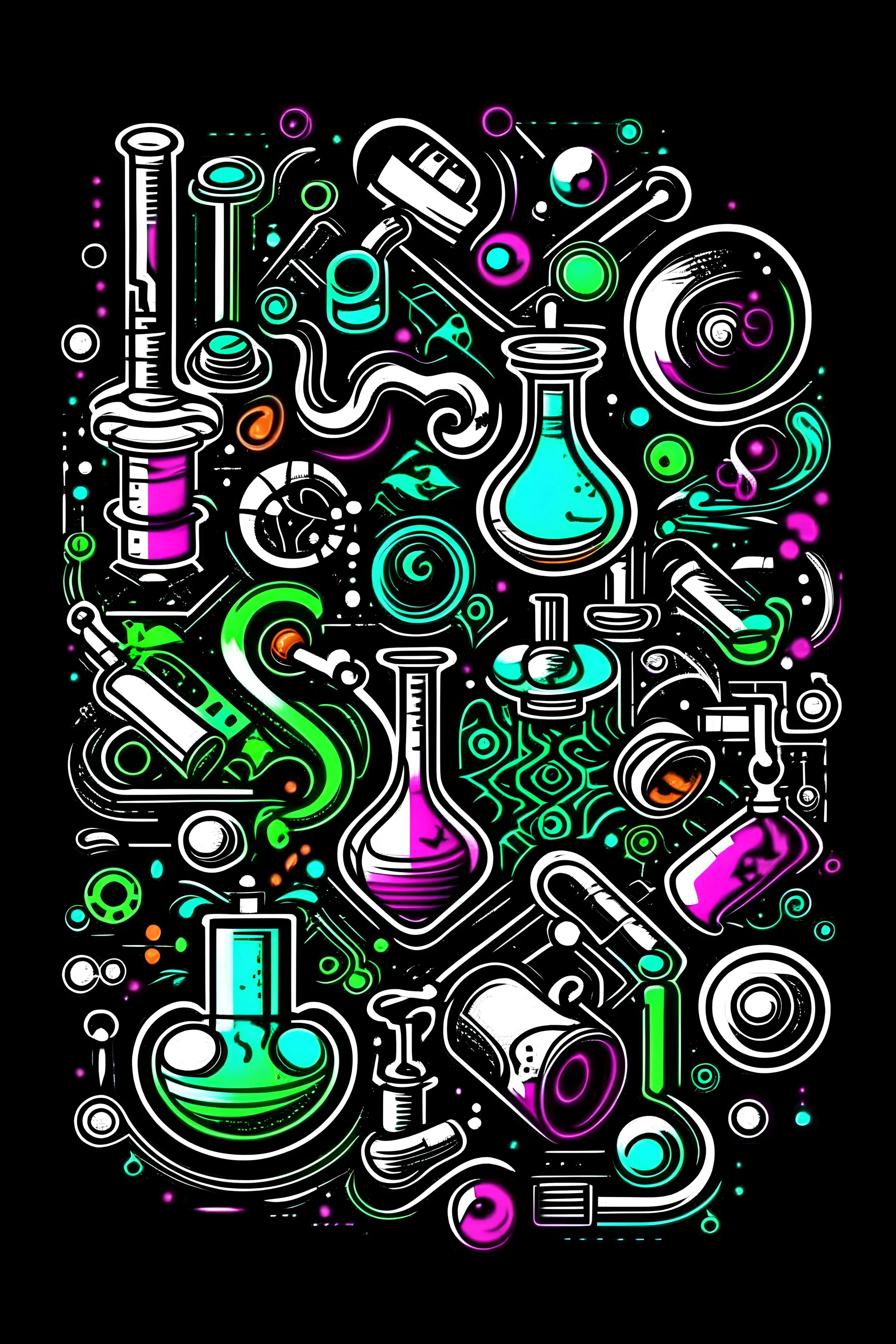 print T-shirts for the laboratory of molecular biology of MIPT, which deals with structural biology. be sure to depict proteins: membrane, fluorescent. use the doodle style