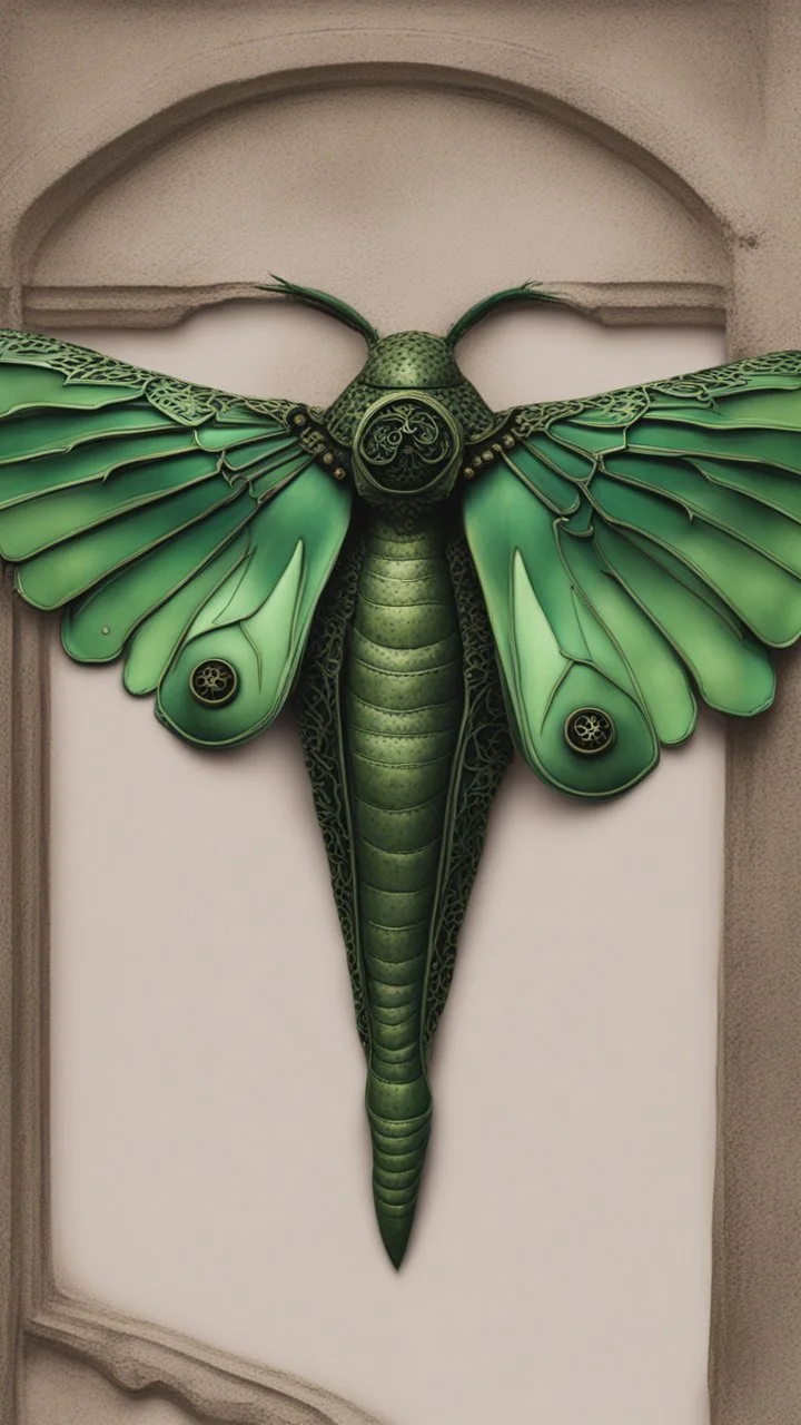 metal gothic green moth wings