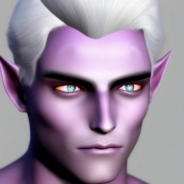 Dark Elf Male White Hair Lavender Eyes