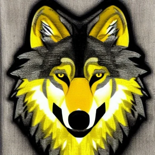 Black red and yellow wolf