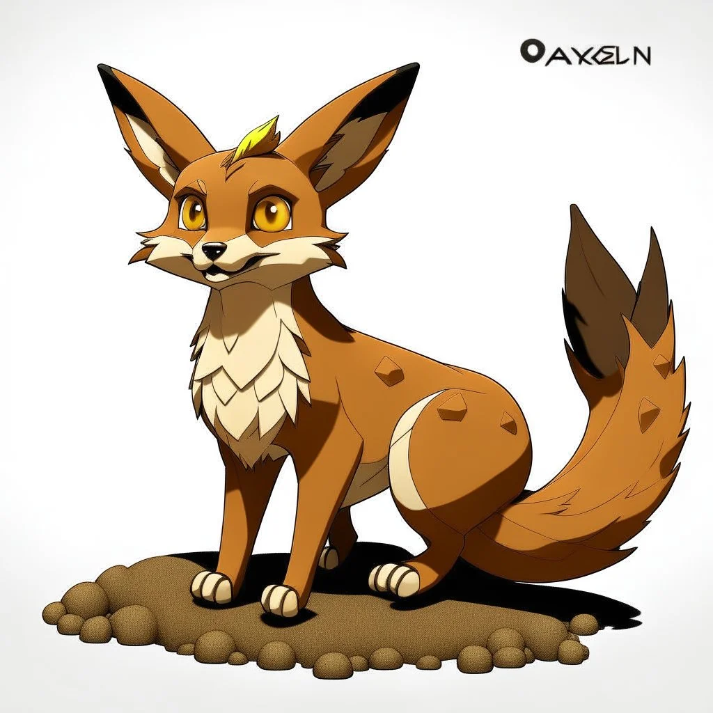 Create a fox with ground/rock-like features on its body