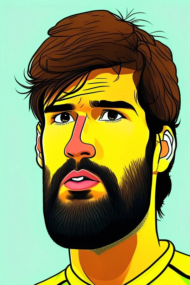 Alisson Becker Brazilian football player ,cartoon 2d