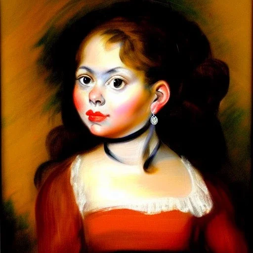 retrato de una niña muy guapa llamada Dalia Santiago Arnau con el estilo de Peter Paul Rubens