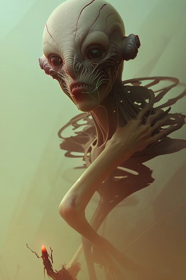 Skin disease alien, by ismail inceoglu dragan bibin hans thoma greg rutkowski Alexandros Pyromallis Nekro Rene Margitte illustrated Perfect face, fine details, realistic shaded,