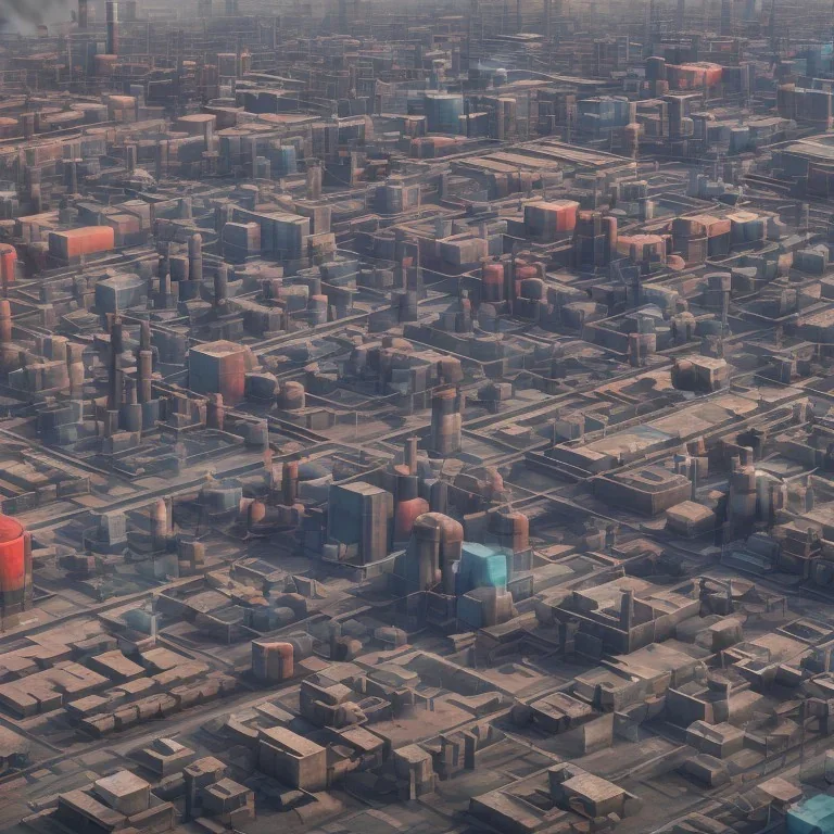 huge factories filling up an entire block and running on steam-power, deviantart, Photorealistic, vivid colors, polychromatic, geometric, digital illustration, HDR, Unreal Engine, 64 megapixels, IMAX, Terragen 4.0, 8k resolution