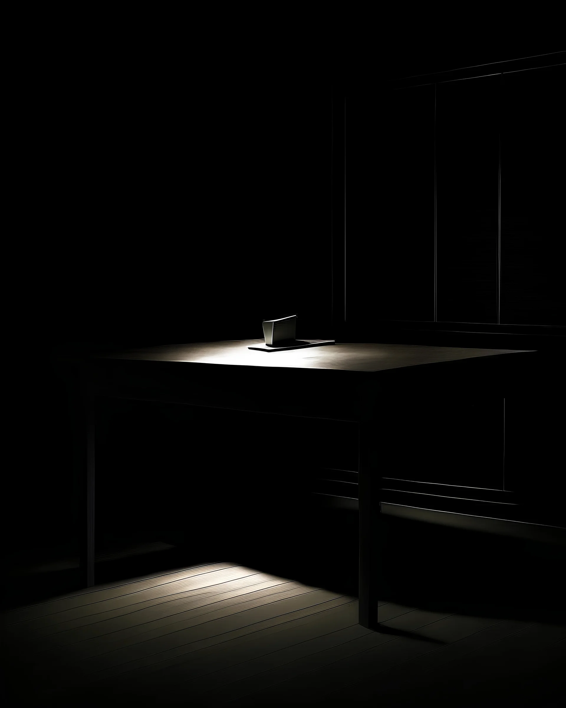 Empty desk, isolated, dark