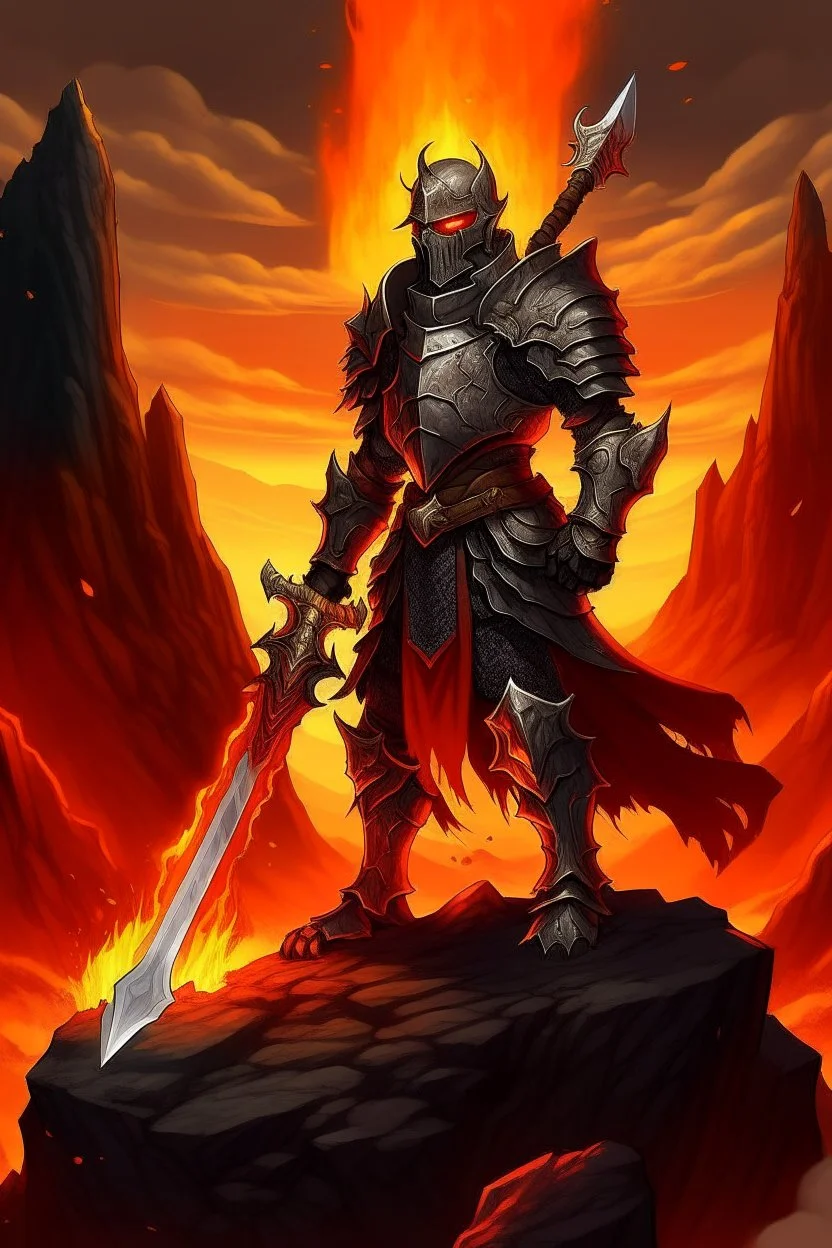 royal knight holding a greatsword in lava land