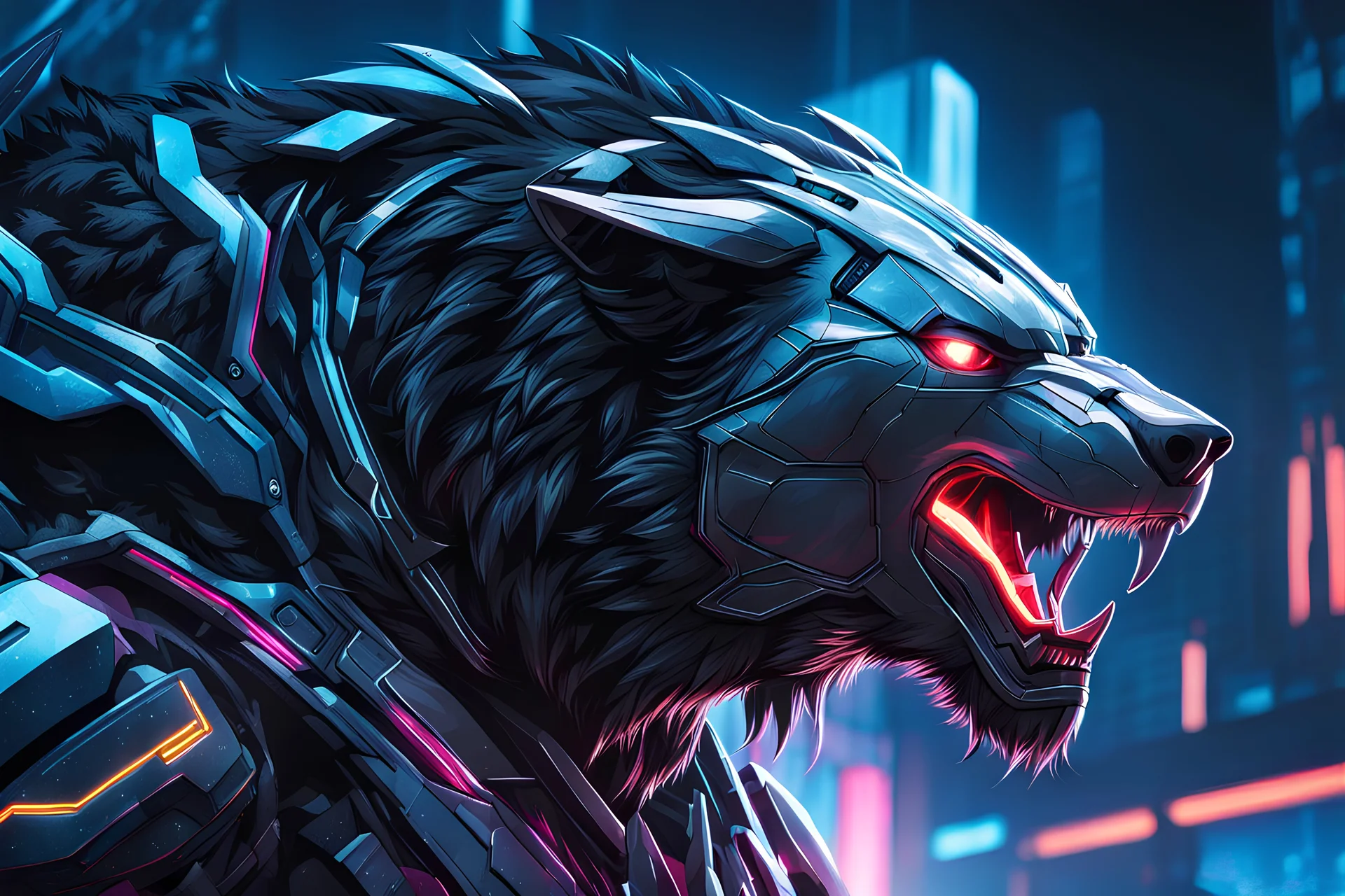 Symbiote Cyber Machine volibear in 8k anime realistic drawing style, thunder, neon effect, close picture, snow, apocalypse, intricate details, highly detailed, high details, detailed portrait, masterpiece,ultra detailed, ultra quality