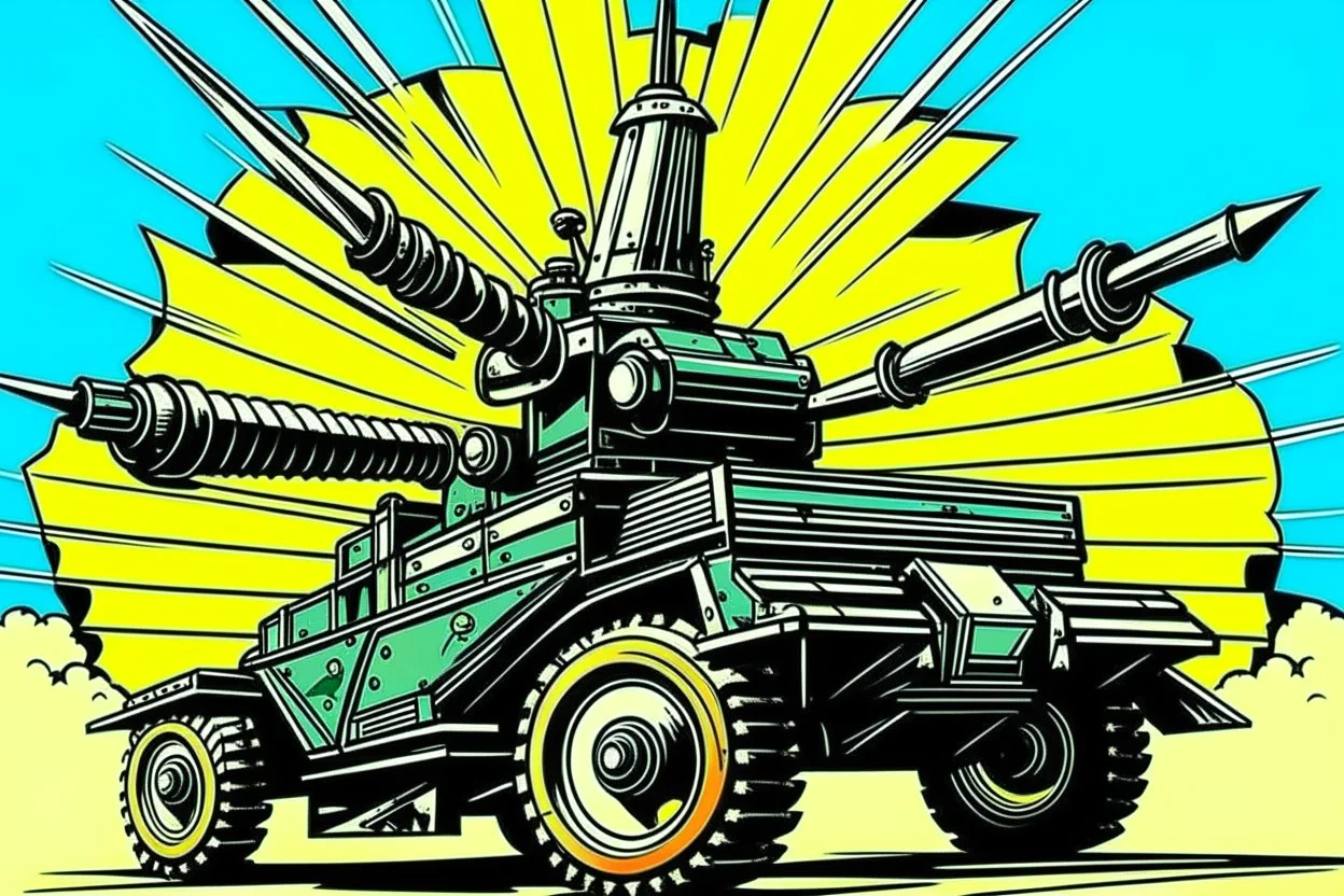 Pop art style anti Aircraft vehicle