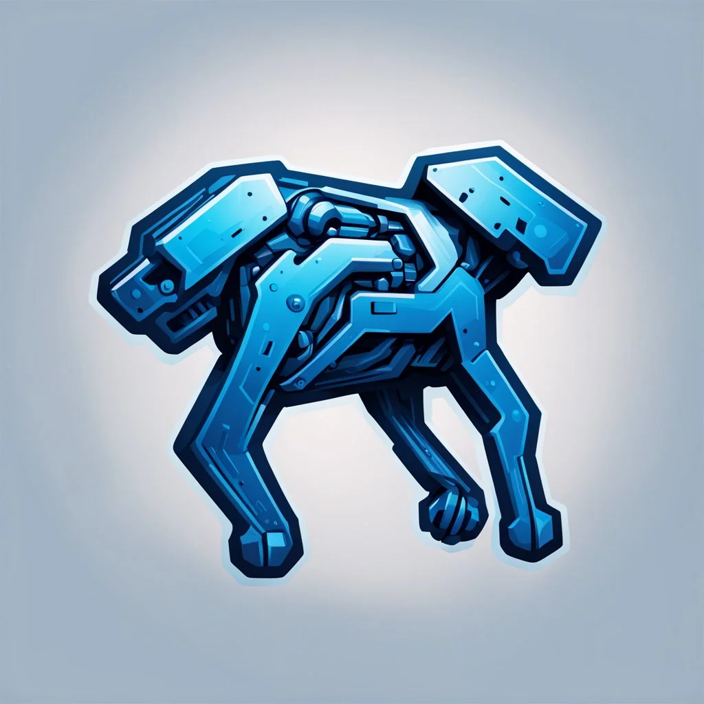 a a blue logo that looks like the cyborg dog