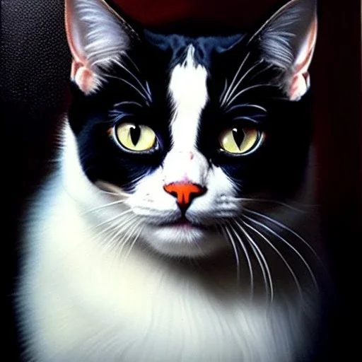 portrait of beautiful Cat painting by Brom , oil on canvas, cinematic composition, extreme detail,fit full head inside picture