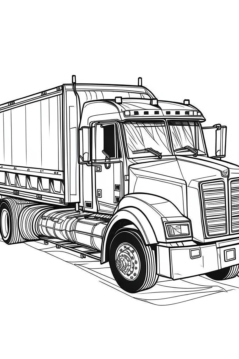 outline art for Truck Boat coloring pages with sitch, white background, Sketch style, full body, only use outline, toddlers style, clean line art, white background, no shadows and clear and well outlined.