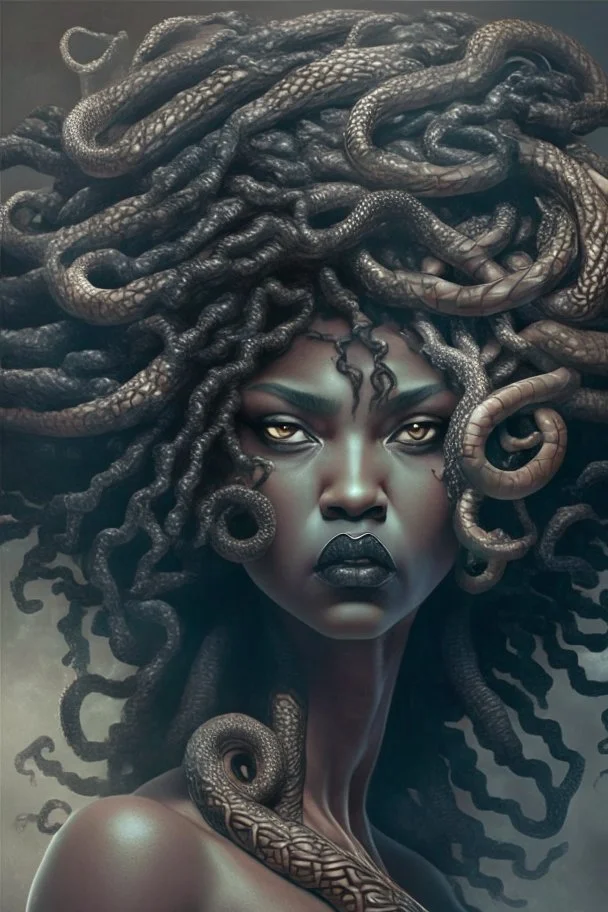 Medusa as a beautiful black woman