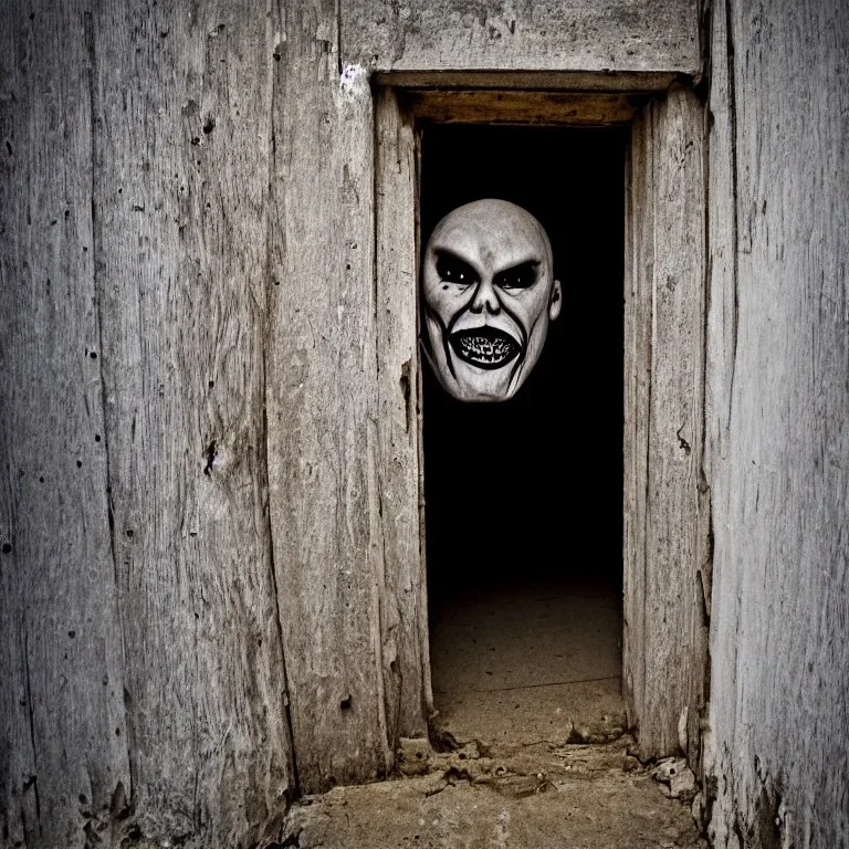 scary face in doorway